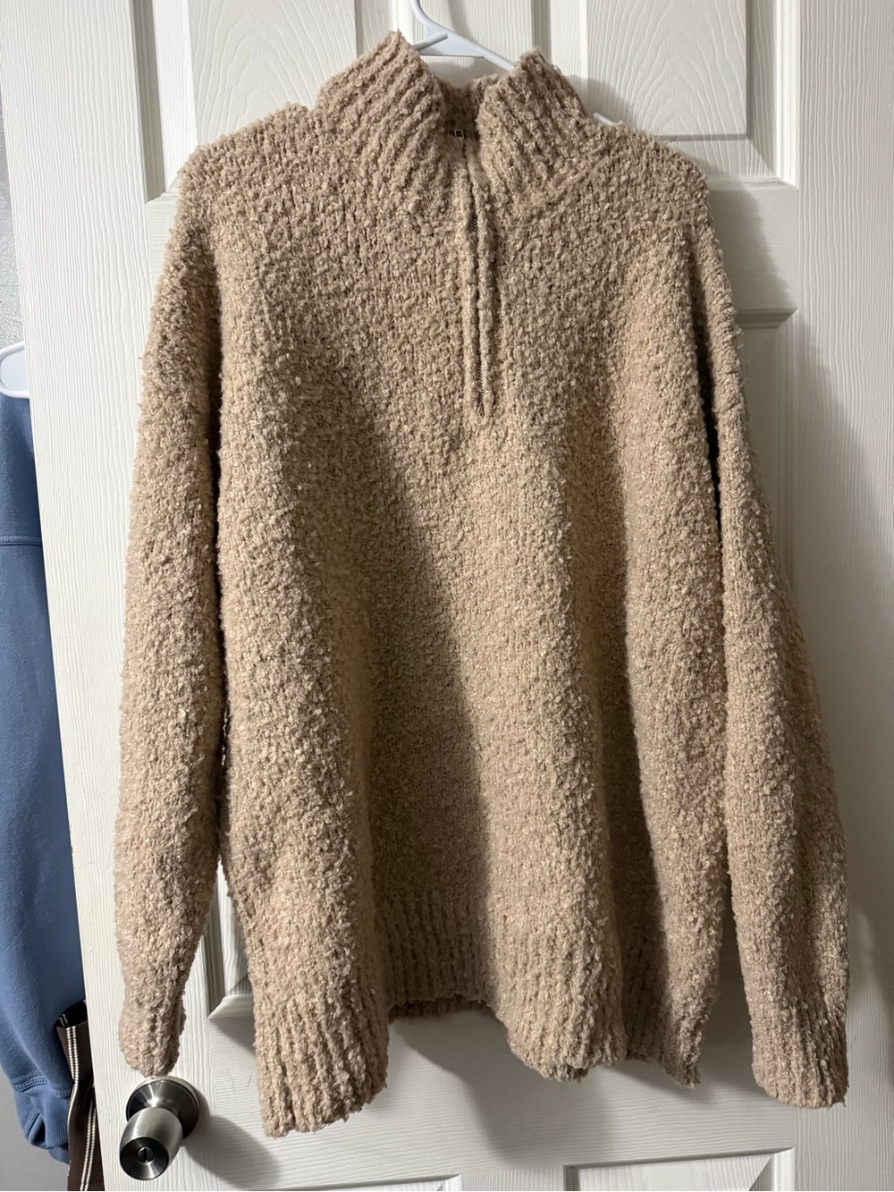 Womens Large Altar’s State Beige Chunky Half-Zip Sweater